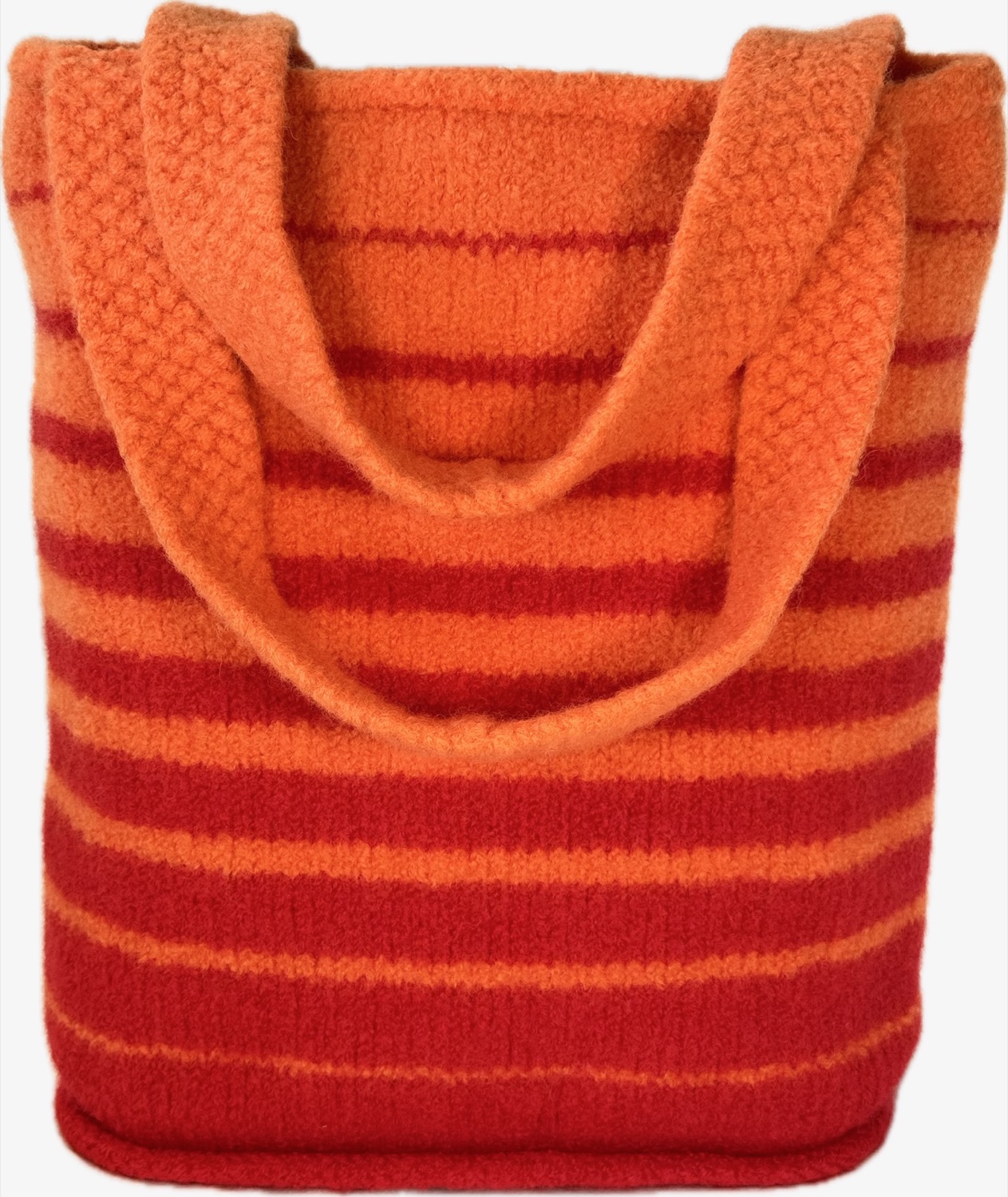 Scarlet and turquoise felted tote